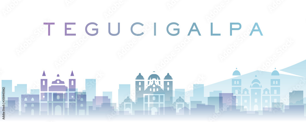 Tegucigalpa Transparent Layers Gradient Landmarks Skyline