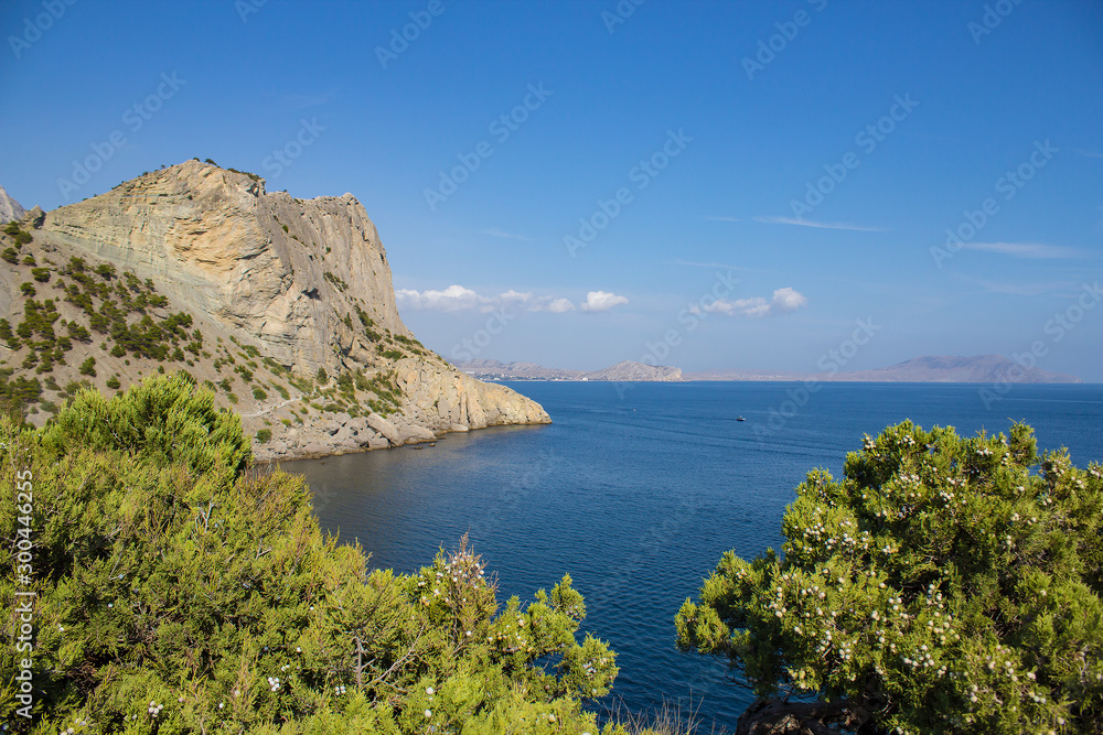 Beautiful view of the Black Sea. Crimea. Novyy Svet. Golitsin trail.