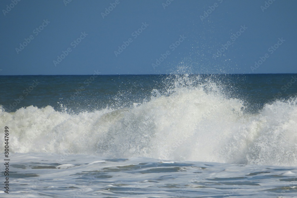 Beautiful ocean waves on the beach in Atlantic coast of North Florida 