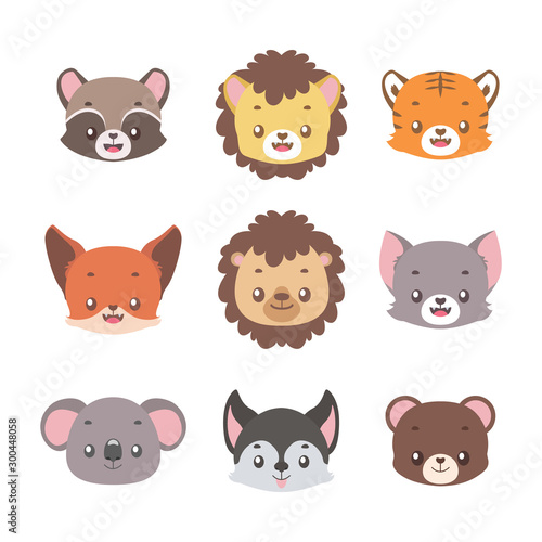 Collection of cute little animal portraits