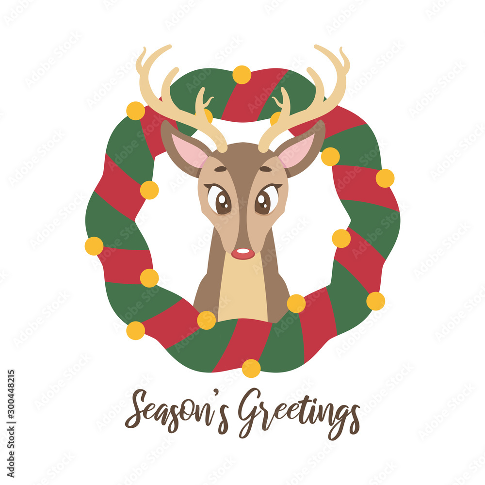 Christmas greeting with a cute and shy reindeer Christmas greeting with a cute and shy reindeer