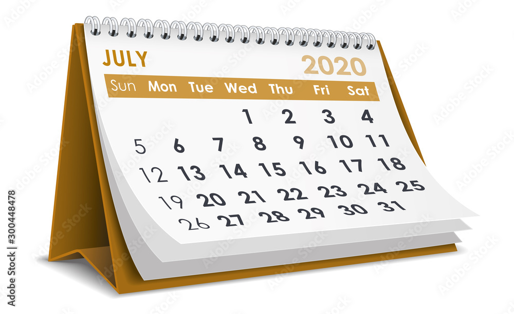 July 2020 Calendar - obrazy, fototapety, plakaty 