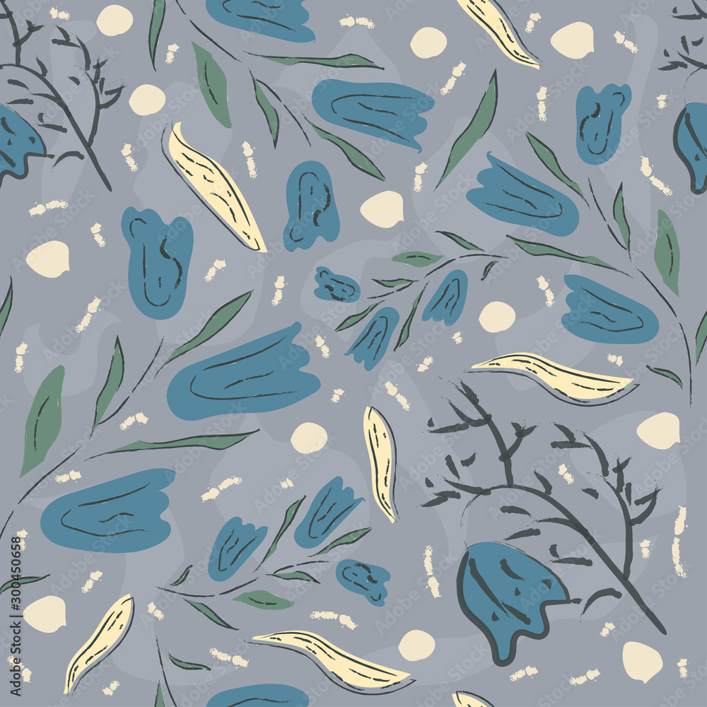 Floral Seamless Pattern. Hand Drawn. Floral Seamless Pattern. Hand Drawn.