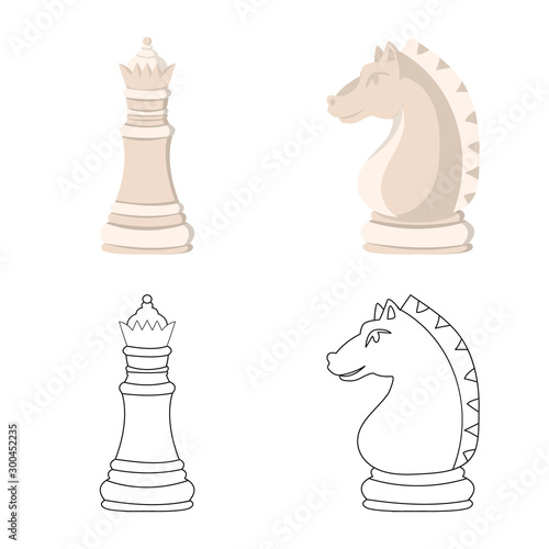 Vector illustration of checkmate and thin symbol. Set of checkmate and target stock vector illustration.