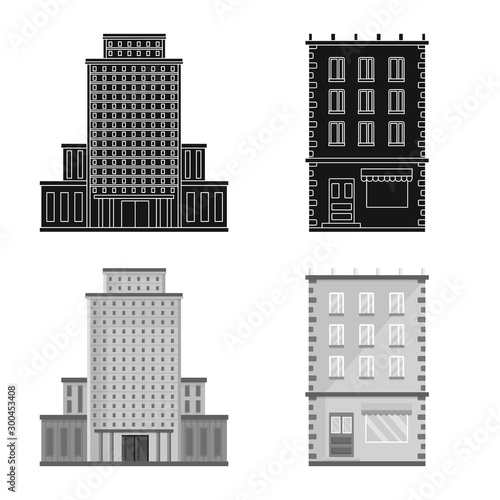 Vector illustration of municipal and center icon. Collection of municipal and estate stock vector illustration.
