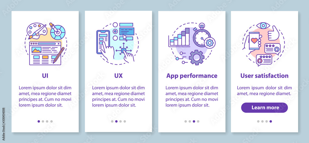 Software development onboarding mobile app page screen with linear concepts. UX designing, prototyping walkthrough steps graphic instructions. UX, UI, GUI vector template with illustrations Software development onboarding mobile app page screen with linear concepts. UX designing, prototyping walkthrough steps graphic instructions. UX, UI, GUI vector template with illustrations