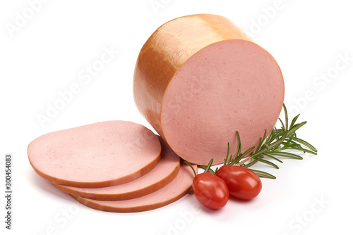 Fresh pork Boiled sausage, isolated on white background