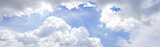 Panorama of clear blue sky with white cloud background. Clearing day and Good weather in the morning.