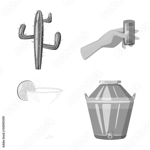 Vector illustration of fajita and fiesta logo. Set of fajita and celebration vector icon for stock.