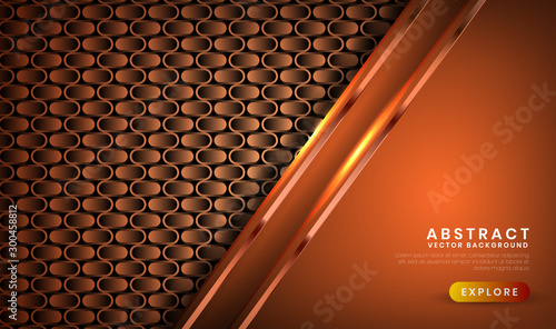 Abstract luxury brown background overlap layer on dark space with metallic lines combinations for use element landing page, banner, brochure, and flyer.