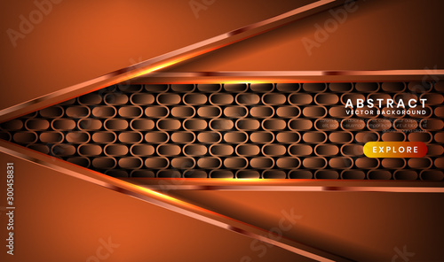 Abstract luxury brown background overlap layer on dark space with metallic lines combinations for use element landing page, banner, brochure, and flyer.