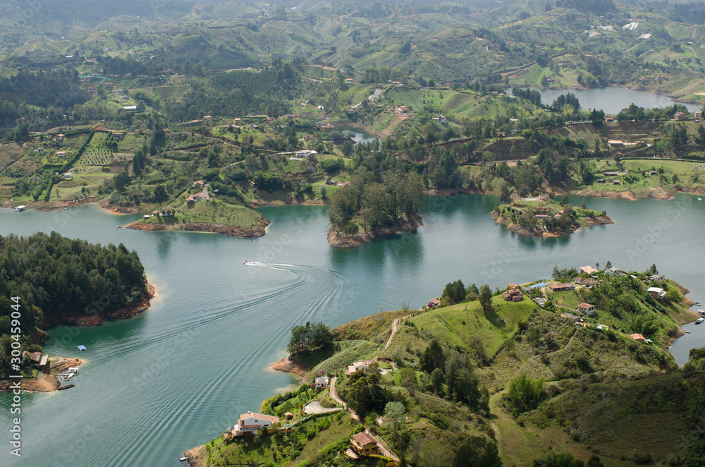 Guatapé reservoir seen from the viewpoint of Piedra del Peñol