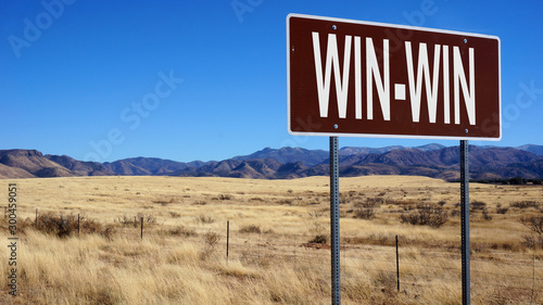 Win-win word on road sign