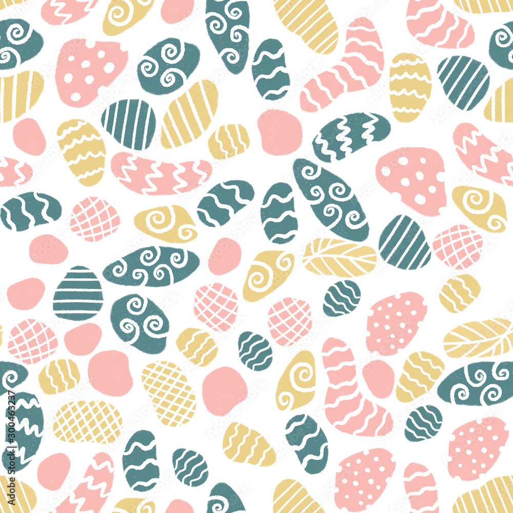 Minimalist scandinavian style seamless pattern with stones in doodle style. Surface design for textile and wallpaper.