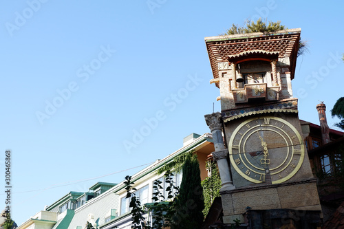 The leaning Clock Tower of Tbilisi, Georgia by puppeteer Rezo Gabriadze. photo
