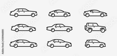 Car icon set. Transport, transportation symbol in linear style. Vector illustration