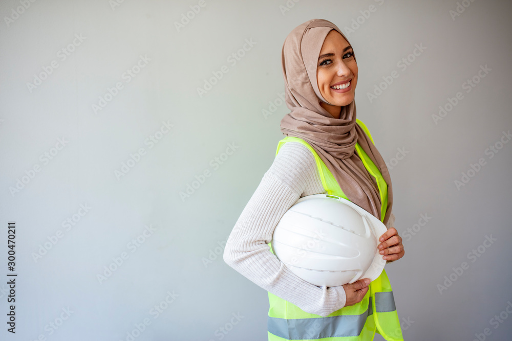 Muslim female architect. Arab architect are planning new project