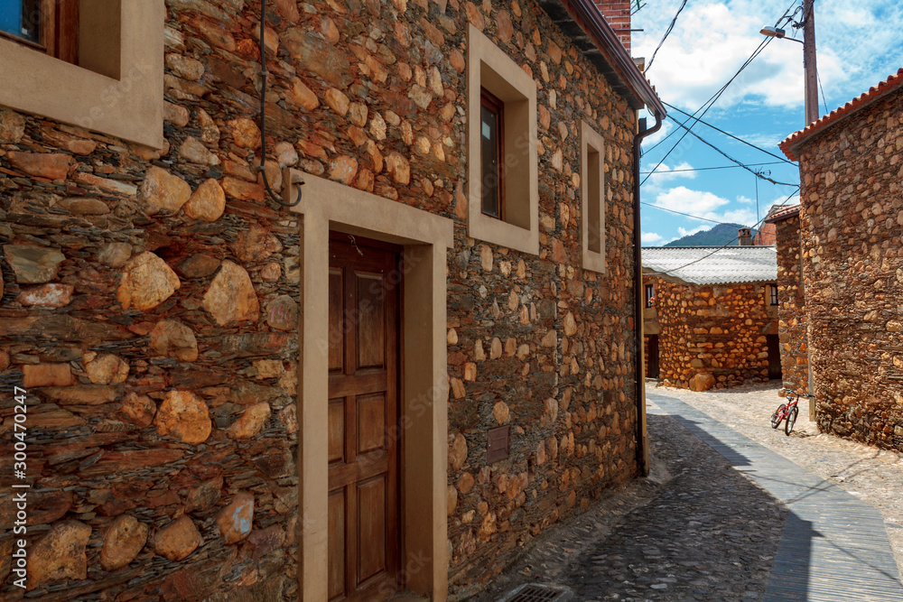 Schist village with typical schist houses in Portugal