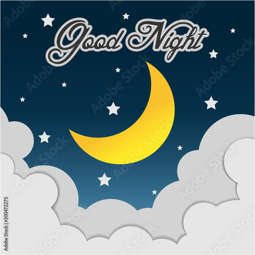 Good Night. Hand drawn typography poster. Card good night vector image