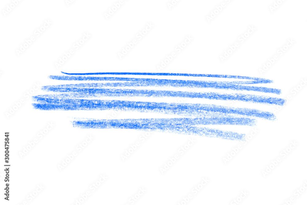 Blue pencil hatching on white background, top view Blue pencil hatching on white background, top view