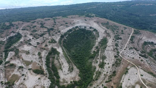 Aerial View, Geological Landscape, Lastras de las Heras, Valle de Losa, Junta de Traslaloma, Las Merindades, Burgos, Castilla y Leon, Spain, Europe photo