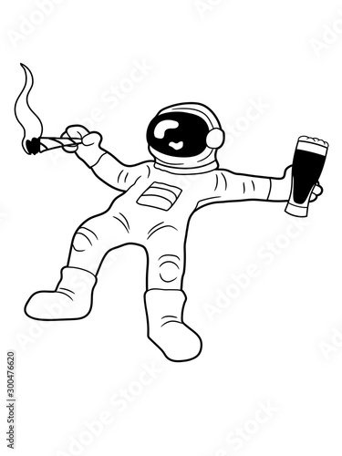 party astronaut feiern saufen trinken bier alkohol joint rauchen kiffen kiffer drogen stoned kosmonaut raumfahrer raumanzug schweben weltall clipart design comic cartoon helm cool photo