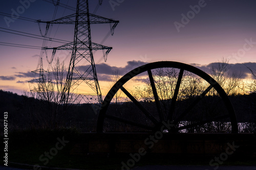 coal mining winding wheel at dusk  © Jonathan