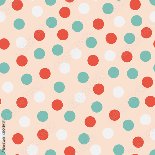 Vector seamless colorful pattern - childish dotted design. Christmas decorative bright background - retro style. Endless creative cute texture for wrapping papers, covers, wallpapers and ect