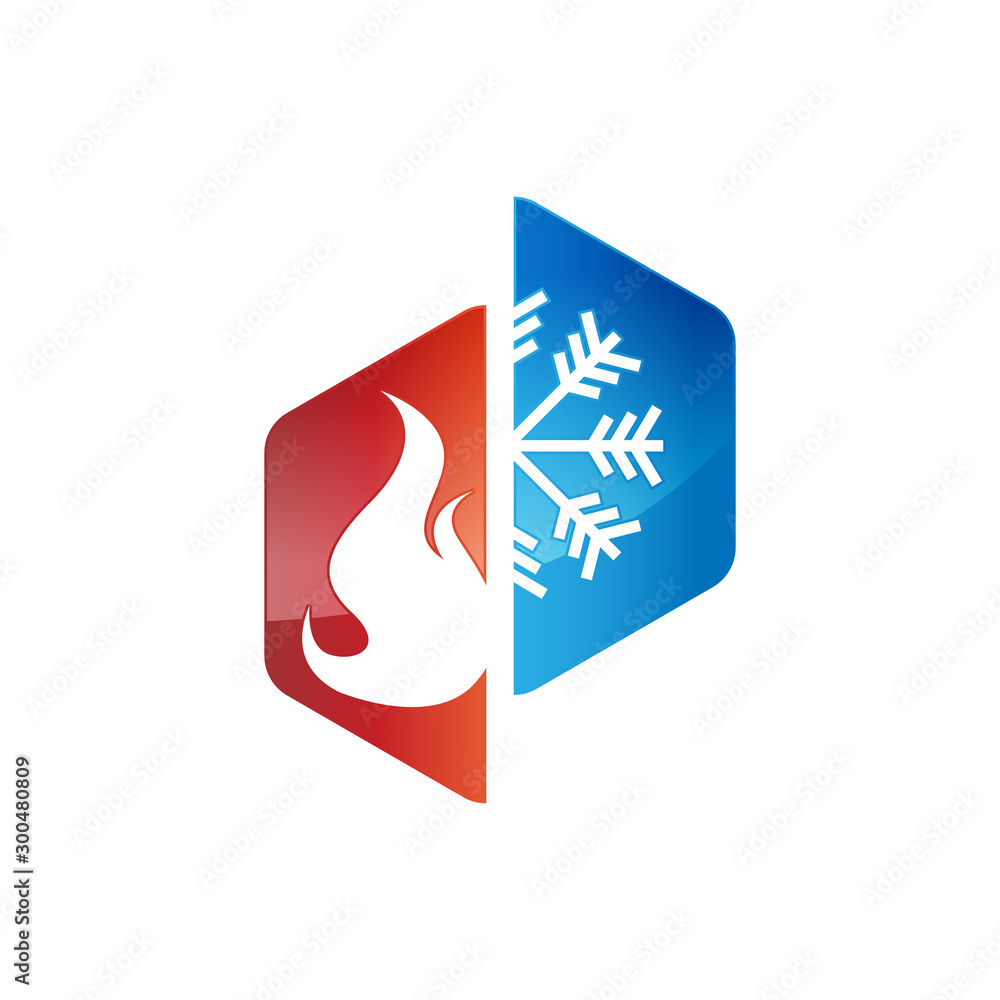 Obraz premium Heating and cooling logos