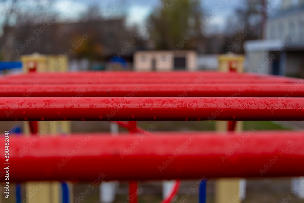 climbing and holding horizontal bar steel playground equipment outdoor activity recreation area park climbing and holding horizontal bar steel playground equipment outdoor activity recreation area park