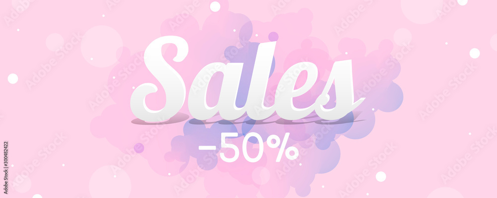 Pastel background tender clouds sale banner holiday vector Illustration lines graphic
