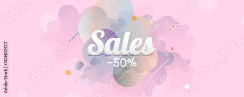 Pastel background tender clouds sale banner holiday vector Illustration lines graphic
