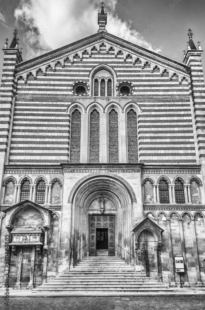 Facade of the church of San Fermo Maggiore, Verona, Italy