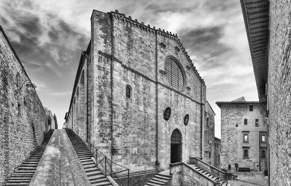 Panoramic exterior view of the medieval Cathedral of Gubbio, Italy Panoramic exterior view of the medieval Cathedral of Gubbio, Italy