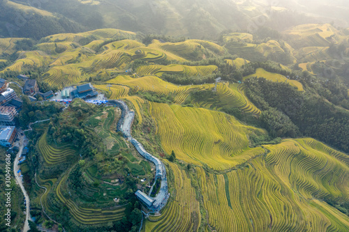 Longji Rice terraces China aerial View 