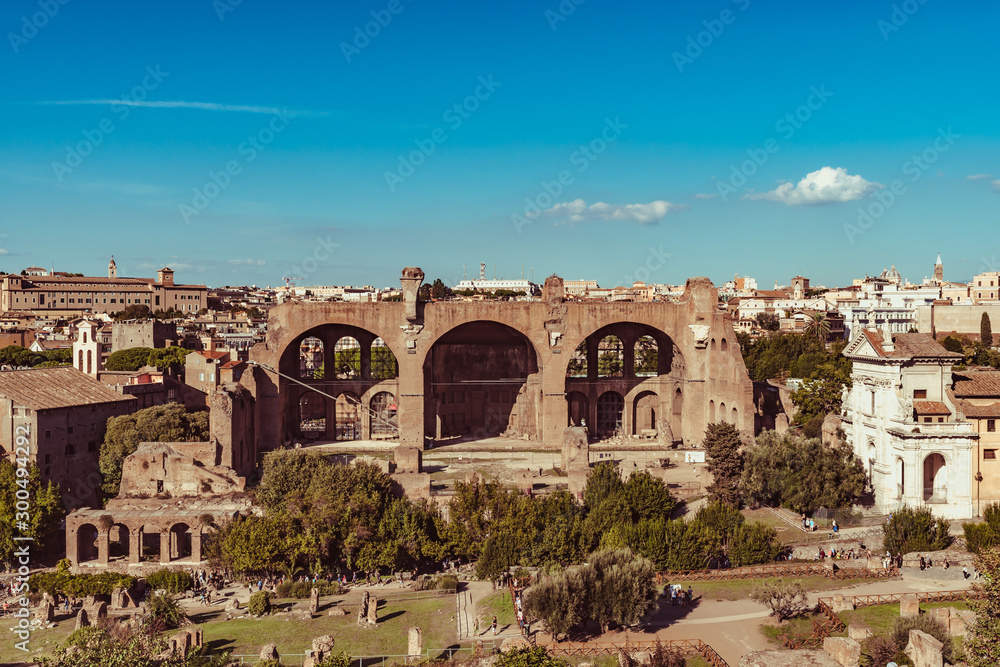 Basilica of Maxence from Palatine Hill in Rome