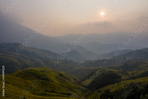 Longji Rice terraces China aerial View  photo