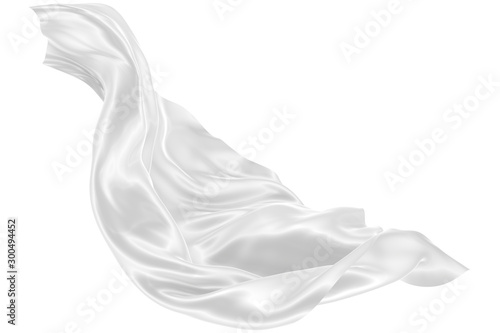 Abstract background of white wavy silk or satin. 3d rendering image.