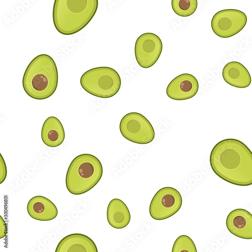 Avocados seamless pattern. Cartoon vector avocado texture.
