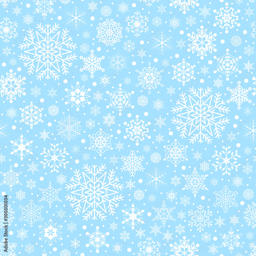 Christmas seamless pattern with snowflakes. Vector holiday texture.