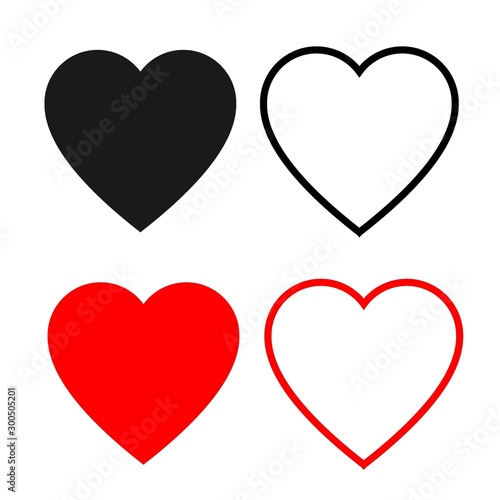 Like and Heart icon. Social nets like red heart web buttons isolated on white background.Vector illustaration.