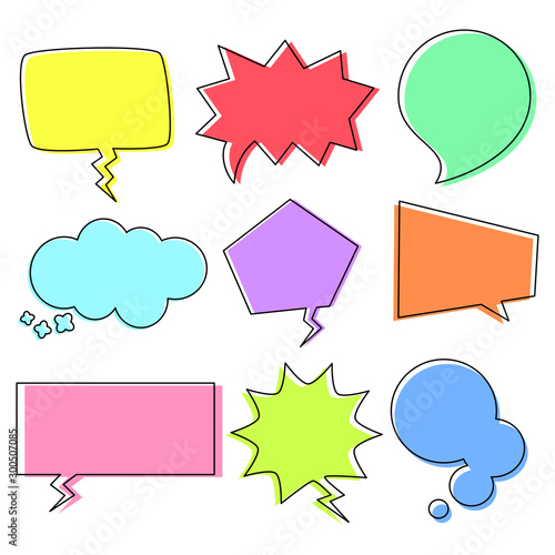 Set of colorful speech bubble vector isolated on white background.