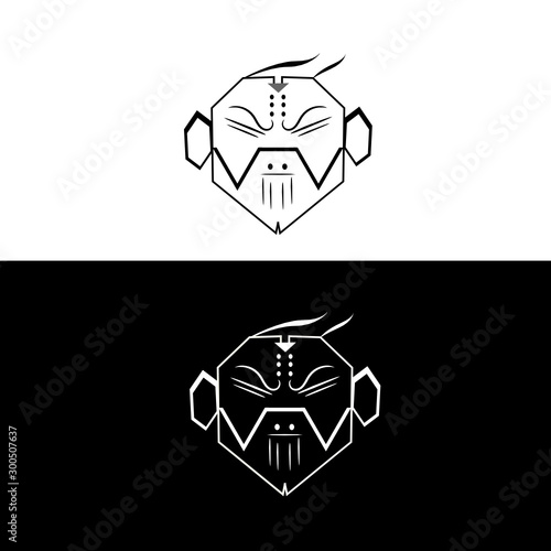 black and white logo monk or saolin head 