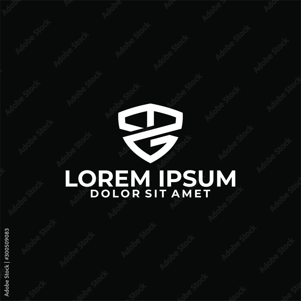 Initial letter M G logo template with modern shield flat design illustration Initial letter M G logo template with modern shield flat design illustration