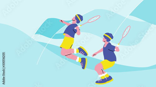 Sport and activity, a man is performing badminton jump smash