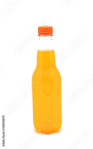 Orange soft drinks on a white background