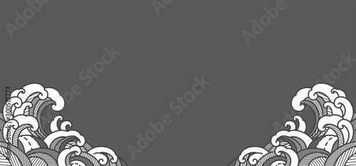 Traditional ocean wave corner design wallpaper.