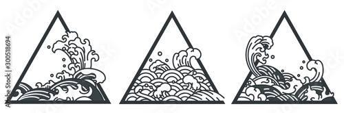 Japan water wave triangle tattoo.