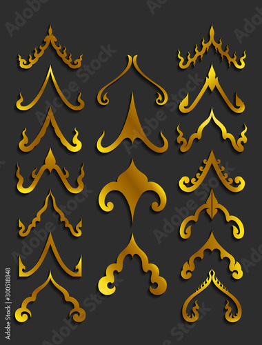 Golden Thai art design elements vector illustration