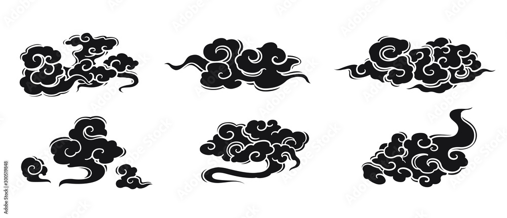 oriental chinese cloud silhouette vector set <span>plik: #300519848 | autor: dhtgstockphoto</span>